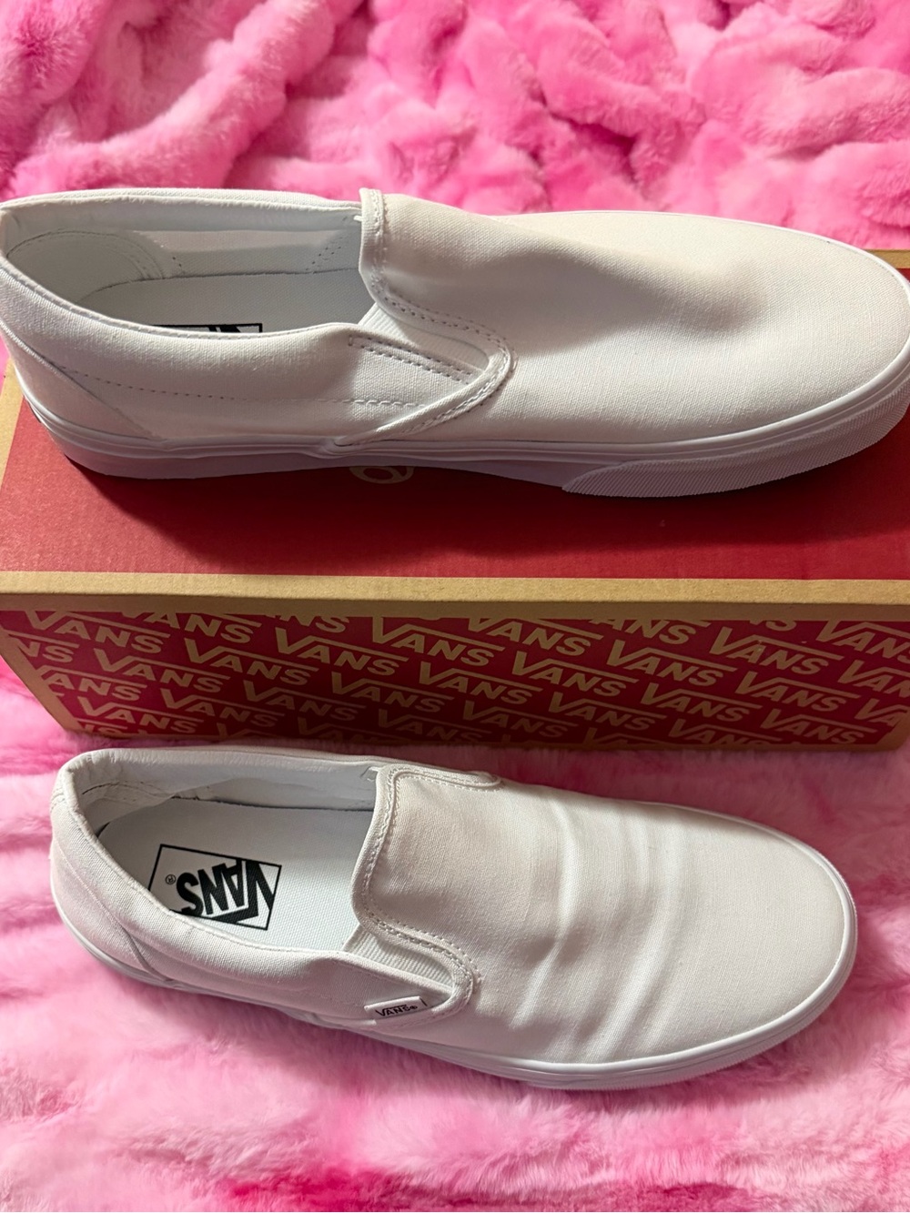 Vans White Classic Slip-On Sneakers